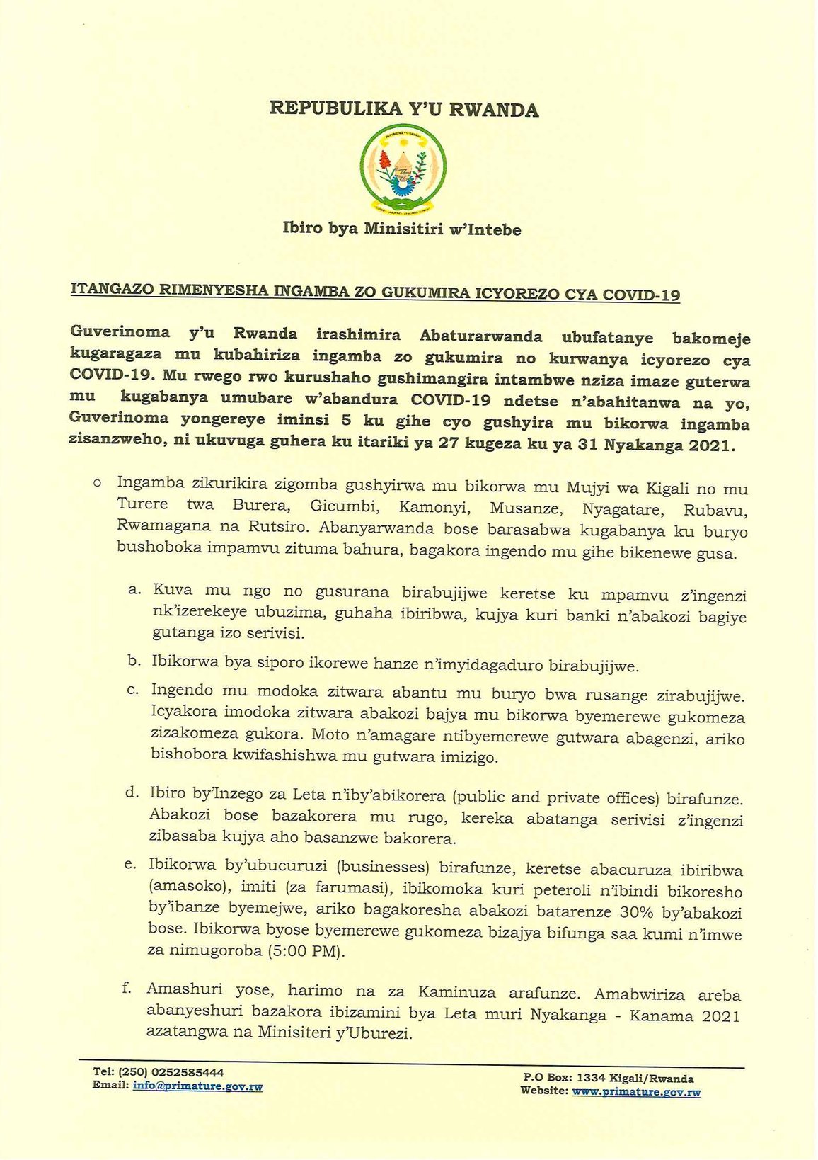 Rwanda: Iminsi ya Guma mu rugo yongerewe