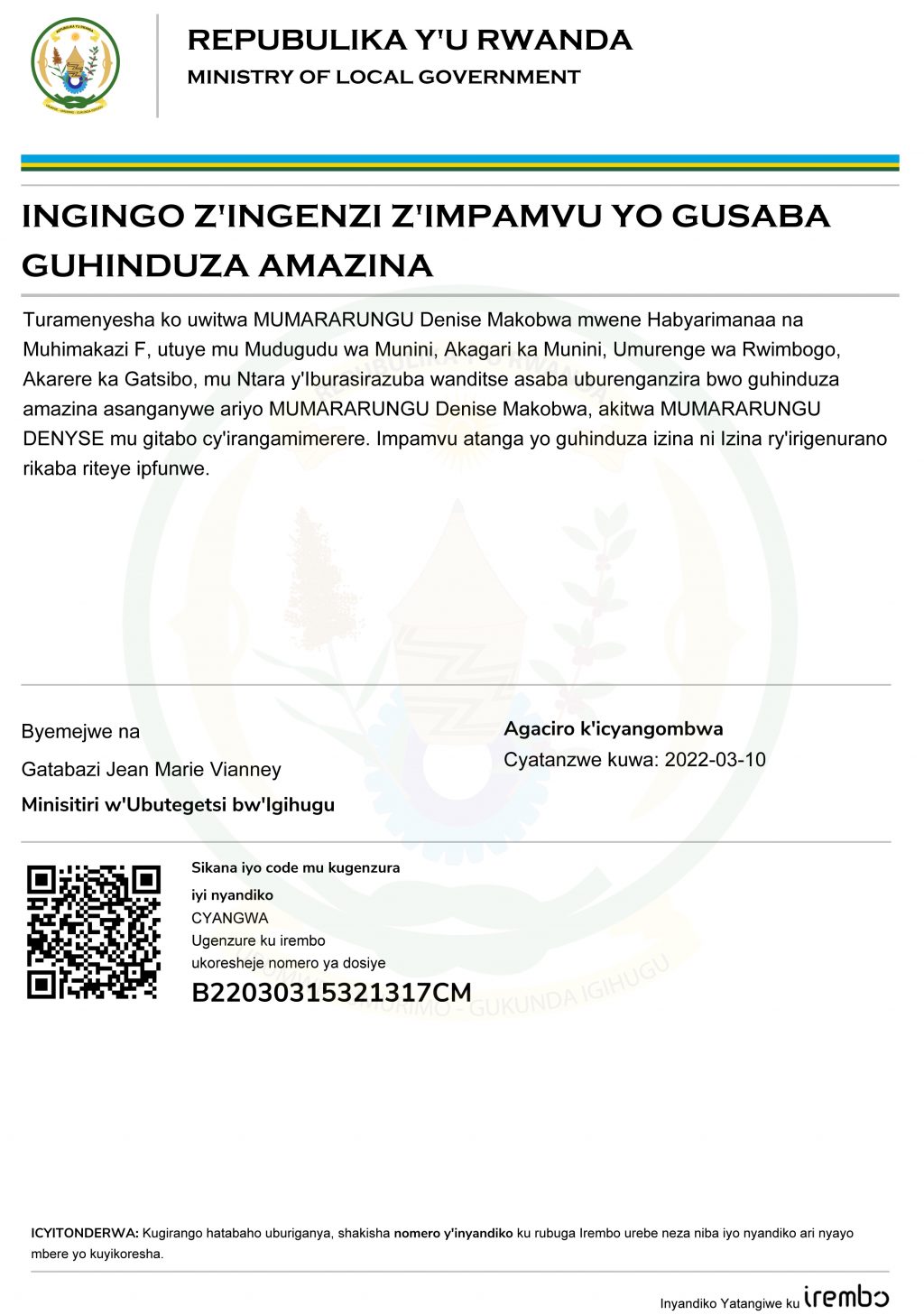 ICYEMEZO DENYSE