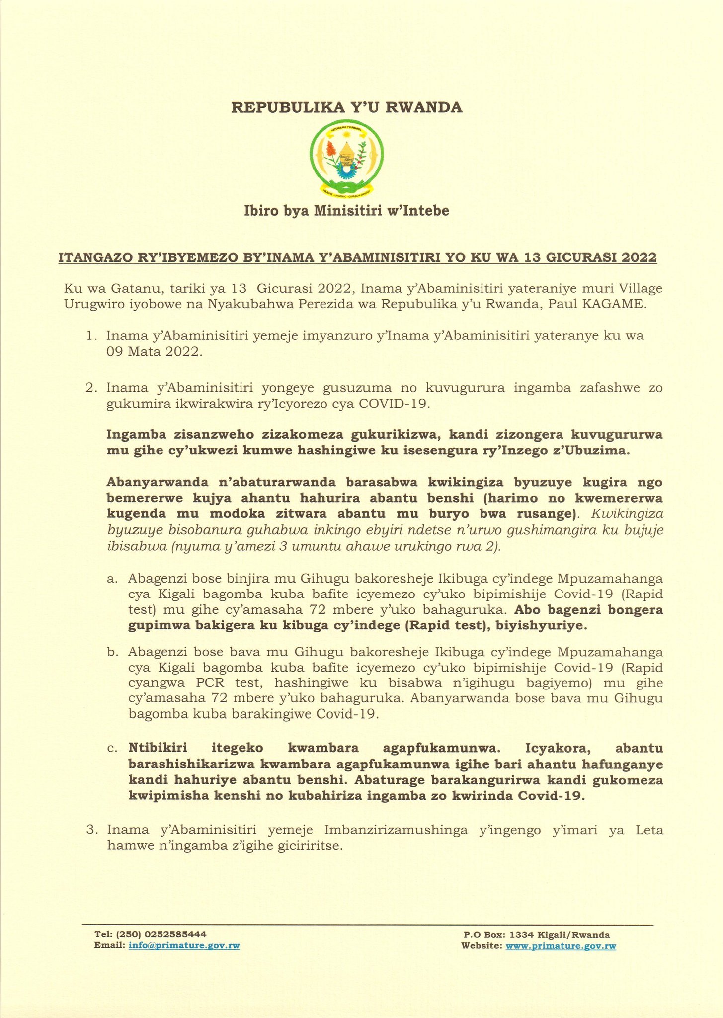 Rwanda: Ntibikiri itegeko kwambara agapfukamunwa