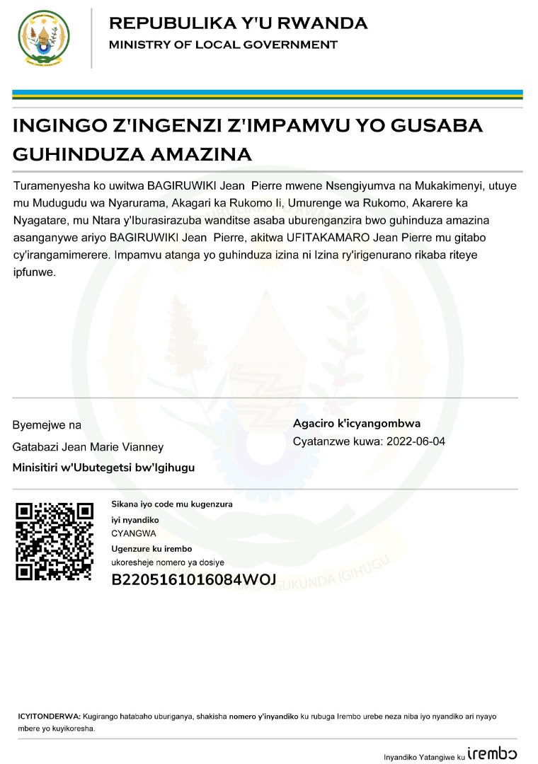 INGINGO Z’INGENZI ZA BAGIRUWIKI Jean Pierre Z’IMPAMVU YO GUSABA GUHINDUZA AMAZINA