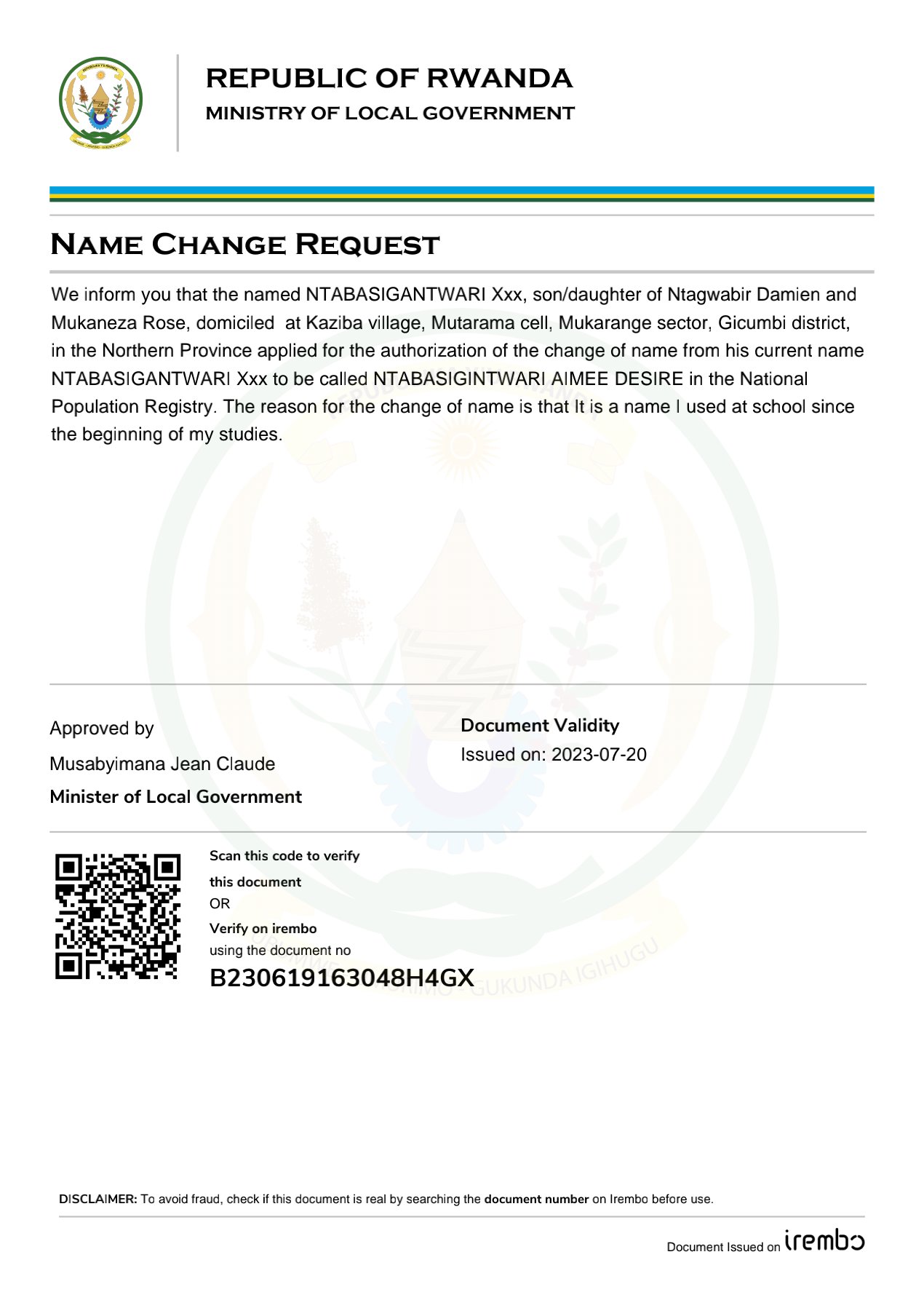 Name Change Request