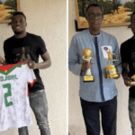 Gen. (Rtd) James Kabarebe yashimiye kapiteni wa APR FC Cheikh Djibril Ouattara ku musanzu we mu ikipe